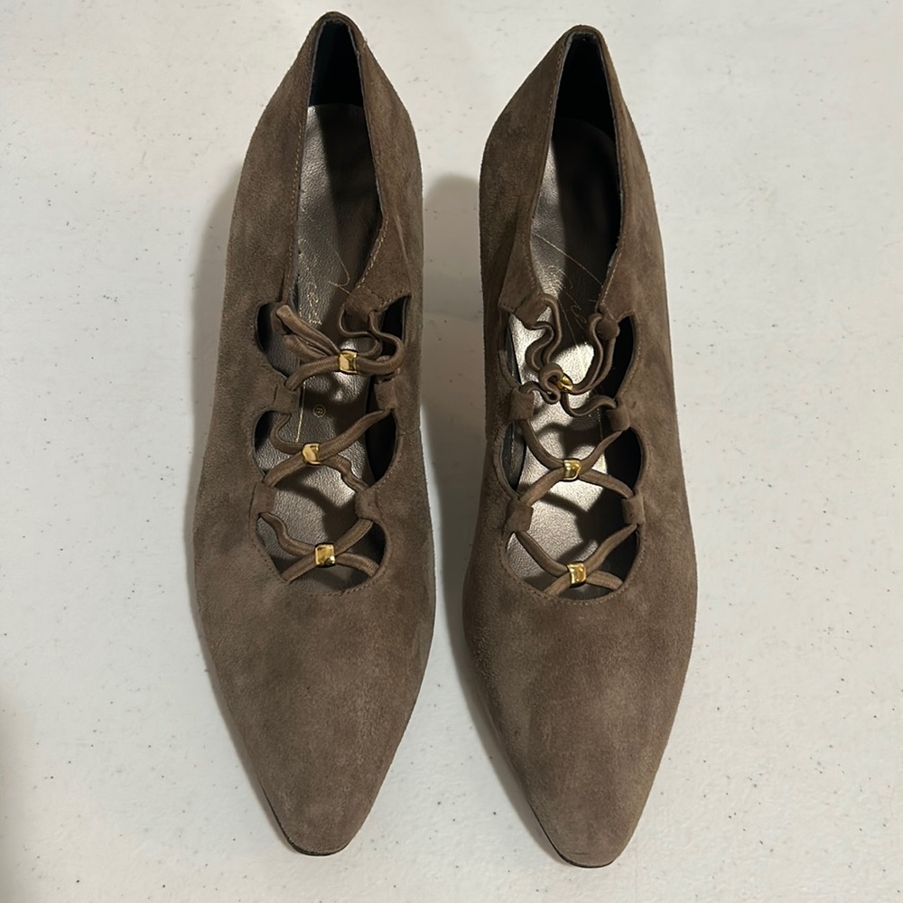 Caressa Tan Suede/Leather Shoes, Size 7 1/2 M